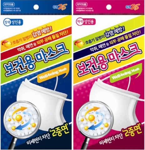 국내대표토종편의점 GS25는 낮 동안 뿌연 안개가 끼며 미세 먼지 농도가 급격히 증가한 지난 7일부터 10일까지 마스크 판매량을 살펴본 결과 평일 휴무가 끼지 않았던 2주전 동기간