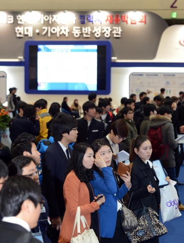 현대기아차 협력사 채용박람회에 참석한 구직자들의 모습