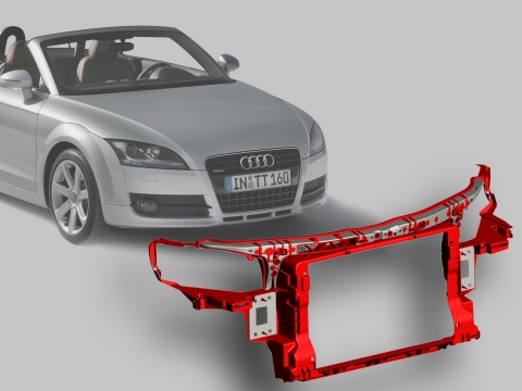 랑세스의 플라스틱 하이브리드 기술이 적용된 Audi A8의 프론트 엔드 모듈