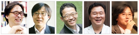 두뇌포털 브레인월드 전문필진 5인 선정. (왼쪽부터)유영만 한양대 교수, 박종하 창의력컨설턴트, 윤선현 베리굿정리컨설팅 대표, 홍순성 홍스랩 대표, 송영대 강연평론가.