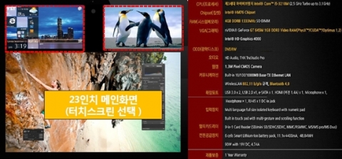 와이에스테크는 신개념 일체형PC 엘로이(ELLOY)를 론칭했다. 일체형PC 화면 및 사양 설명.