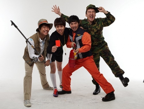 참진한의원 광고 촬영 중인 개그콘서트 개그맨 이문재, 서태훈, 정승환, 이상훈
