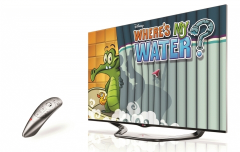 LG전자가 이번 주 중에 인기 퍼즐게임인 스왐피-웨어스마이워터, 다음달에 미니모터레이싱 및 캐터펄트 킹을 시네마3D 스마트TV 앱장터인 스마트월드에서 제공하며 스마트TV 게임 콘텐