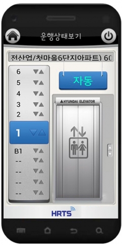 모바일 HRTS, 실시간 엘리베이터 운행 정보 조회 화면