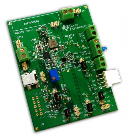 TI는 고속 충전 기술로 리튬이온 배터리 수명을 극대화하는 칩셋 2종을 출시했다.(bq27531_angled)