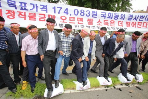 (사)한국쌀전업농중앙연합회(회장 임종완)가 쌀 목표가격 4천원 인상 결사반대 및 쌀 직불금 개선촉구 기자회견과 국회 앞 농성을 2013.06.11.(화) 11:00 국회 앞 대한주
