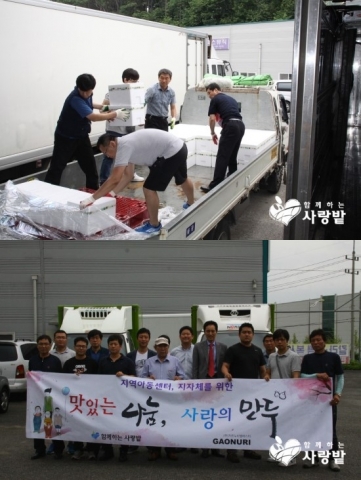 가온누리엘에스피가 소외이웃들에게 전해달라며 사단법인 함께하는 사랑밭에 720박스의 만두를 후원했다.