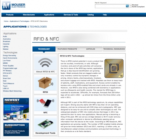 Mouser RFID&NFC 사이트