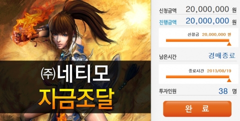 무협 MMORPG 온라인 게임 용쟁호투가 크라우드펀딩 오퍼튠을 통해 프로젝트를 시작한 지, 단 4일 만에 38명의 투자자로부터 2,000만원을 모집하였다.