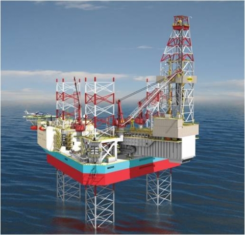 대우조선해양이 수주한 대형 잭업리그의 조감도