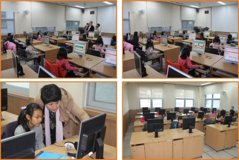 학생들이 헤라리딩영어센터에서 공부를 하고 있다.