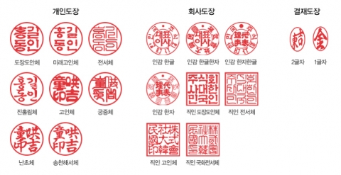 예스폼 온라인 도장제작 서비스는 개인도장, 회사도장, 결재도장 등 다양한 형태로 제공되고 있다.