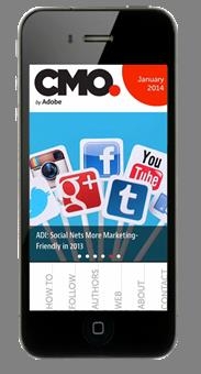 CMO를 위한 뉴스와 인사이트 제공을 위해 어도비가 운영하는 CMO.com은 DPS와 어도비 익스피어리언스 매니저를 사용해 태블릿과 스마트폰 용 특별판을 제작했다