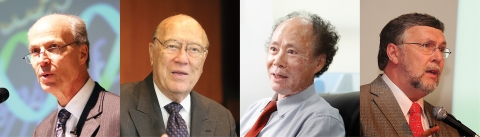 건국대 석학교수, (왼쪽부터)로저 콘버그-윌리엄 밀러-조용민-한스 쉘러