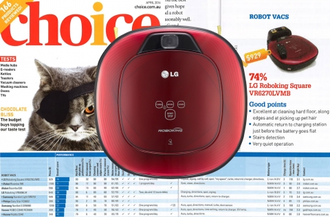 LG 로보킹 스퀘어가 호주 소비자 정보지 초이스(Choice)誌 4월호 로봇청소기 성능평가 결과에서 1위를 차지했다.