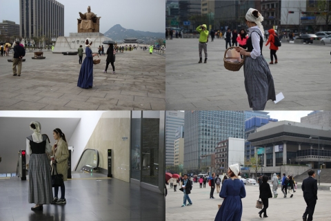 4월 5일 세종문화회관 앞 광장에서 한 출판사가 이색 마케팅을 펼쳐 대중의 눈과 귀를 사로잡고 있다.