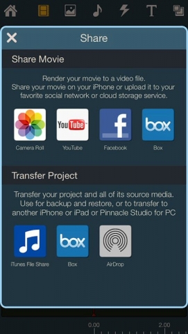 iPhone용 Pinnacle Studio(TM)는 완전하고 창의적인 동영상 편집 기능을 제공한다.
