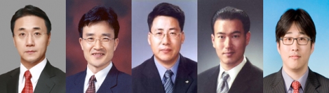 왼쪽부터 유왕진, 이철규, 이동명, 강민형, 오인하 교수