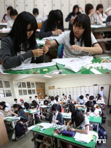 대청중학교 학생들이 신생아를 살리는 특별한 캠페인에 참여했다.