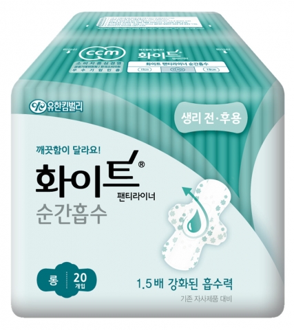 화이트, 좋은느낌이 각각 팬티라이너를 새롭게 출시하면서 팬티라이너 시장 확대에 나서고 있다.