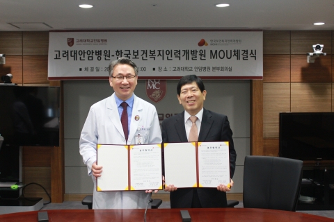 MOU 체결한 한국보건복지인력개발원과 고려대 안암병원