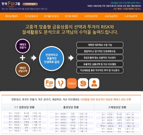 한국FP그룹은 개인 및 개인사업자, 법인사업자들의 재정컨설팅 온라인 상담 창구 역할을 하고 있다.