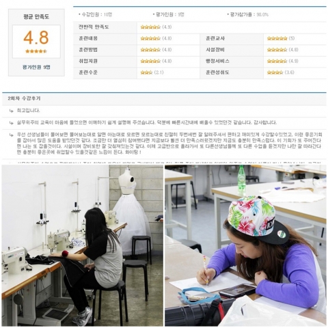서울패션직업전문학교 수강생 만족도 결과이다.