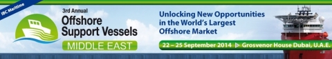 IBC Asia 주최의 해양작업지원선 중동 컨퍼런스가 2014년 9월 22일부터 25일까지 아랍에미리트 두바이에서 개최된다.