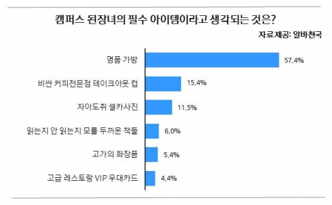 캠퍼스 된장녀 필수아이템에 대한 조사결과