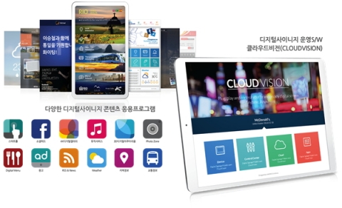 노크는 디지털사이니지를 자유자재로 소프트웨어 클라우드비전 두 번째 버전을 공개했다.