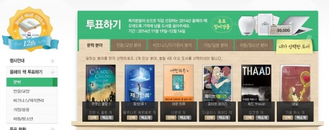 예스24는 2014년 한해 동안 출간된 도서 중 가장 많은 사랑을 받은 책을 뽑는 제12회 네티즌 선정 올해의 책 2014 투표를 오는 12월 14일까지 실시한다.