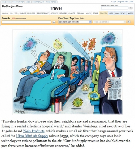 뉴욕타임즈는 비행기 초미세먼지 예방법으로 미니메이트를 소개했다.