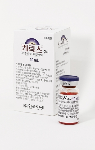 한국얀센이 진행성 난소암 치료제 케릭스주(Caelyx, 성분명: 리포좀화한 독소루비신염산염)의 출시 기자간담회를 성공적으로 진행했다. 사진은 한국얀센 케릭스 제품