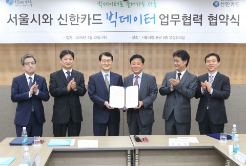 신한카드와 서울특별시는 서울시가 보유한 공공데이터와 신한카드의 빅데이터 분석기술을 결합하여 사회적 약자 복지정책 수립, 골목상권 활성화 등의 업무협력을 진행하기로 했다