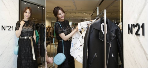여배우 수현이 N˚21 서울 신세계본점과 현대본점 단독 매장 그랜드 오픈 행사에 참석했다