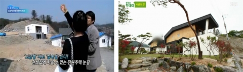 SBS생활경제방송 ‘실속형 전원주택이 뜬다.(좌)와 생방송투데이 ‘사람의 집’편(우)