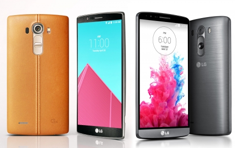 美 연방정부 보안인증을 획득한 LG G4(왼쪽), 추가로 美 국방부 보안인증까지 통과한 LG G3(오른쪽) 제품이미지