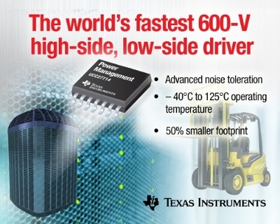 TI가 개별 전력 MOSFET 및 IGBT를 위한 최대 600V로 동작하는 업계 최고속의 하프 브리지 게이트 드라이버를 출시한다