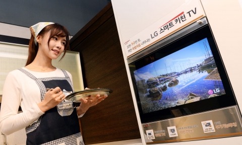 LG전자가 종합 홈 인테리어 전문기업 한샘과 손잡고 빌트인 ‘스마트 키친 TV’를 이달 출시한다