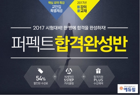 에듀윌이 2017년 사회복지사 1급 시험대비 ‘퍼펙트 합격완성반’을 오픈 했다