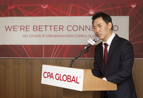 CPA GLOBAL의 새로운 CI 발표 및 국내 IP 현황에 대해 발표하는 안성식 CPA GLOBAL 한국지사 대표