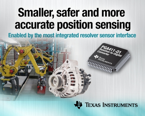 TI가 전원 공급 장치, 여자 증폭기 및 기능 안전성 기능을 통합한 업계 최초의 리졸버 센서 인터페이스 IC를 출시한다