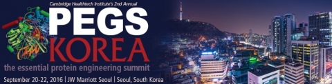 제2회 단백질공학서밋, PEGS KOREA 2016가 2016년 9월 20일부터 22일까지 서울 JW메리어트 강남에서 개최된다