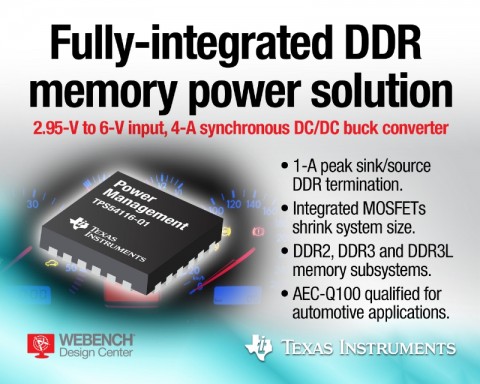TI 코리아가 업계 최초로 오토모티브 및 산업용 애플리케이션의 DDR(double data rate)2, DDR3, DDR3L 메모리 서브시스템을 위한 완전 통합형 전원 관리 솔루션을 출시한다
