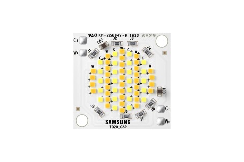 삼성전자의 칩 스케일 패키지 LED 모듈, 컬러 튜너블 라인업 TO20. 모듈 기판에 각각 다른 색온도의 패키지를 순차적으로 배치해 원하는 색온도를 구현한다