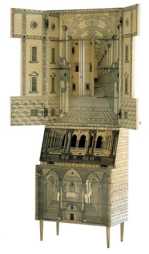 Fornasetti trumeau, Architettura(architecture), Wood, printed and lacquered by hand, 1953
