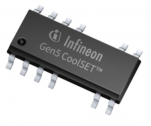 인피니언 테크놀로지스는 준공진 플라이백 컨트롤러와 전력 IC를 통합한 5세대 CoolSET 제품군을 출시했다