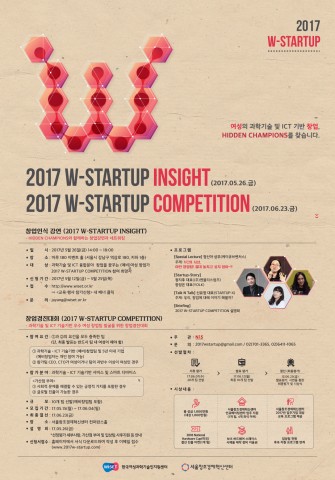 한국여성과학기술인지원센터는 서울창조경제혁신센터와 함께 6월 여성과학기술인 창업경진대회인 2017 W-STARTUP COMPETITION를 개최하기로 하고 6월 4일까지 참가 신청을 받는다