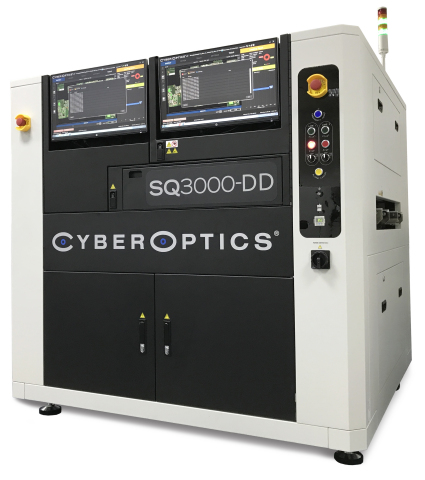 사이버옵틱스 코퍼레이션이 NEPCON South China 전시회의 1J45 부스에서 두 개의 2개의 다중반사억제 센서를 탑재한 신제품 SQ3000-DD 3D 자동광학검사 시스템을 선보인다