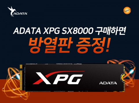 코잇이 ADATA XPG SX8000 256GB M.2 최적화 방열판 증정 프로모션을 실시한다